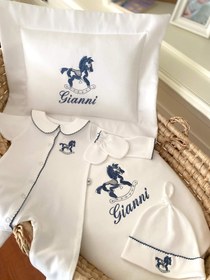 Resim Carousel Sallanan At Organik Yenidoğan Seti Lacivert - 4 Parça Set 