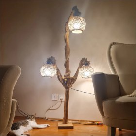 Resim M3 Decorium LED Ampullü Uzun Ayaklı Ev Ofis 3 Lü Oturma Yatak Odası Salon Kitap Okuma Lambaderi Abajuru Aplik 