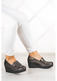 Resim Erkan Saçmacı Taylor Gümüş Yılan Hakiki Deri Dolgu Topuklu Günlük Ayakkabı Gümüş 