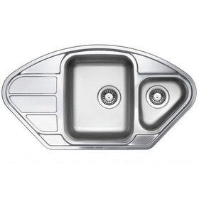 Resim Ukinox Lotus LT915 Modeli 1.5 Gözlü Köşe Paslanmaz Çelik Dekorlu Eviye 