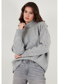 Resim Lela Oversize Fit Balıkçı Yaka Yumuşak Dokulu 2'Li Paket Triko Bayan Kazak 680Kz00469S2 Şeker Pembe-Açık Gri 