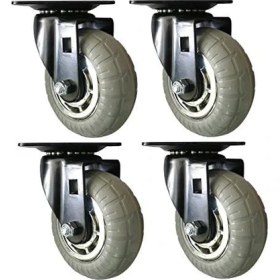Resim Ecovibe Shepherd Donanım 8270E Tasarım Rulo 12,7 cm Yumuşak Kauçuk Krom & Siyah Caster, 4 Adet 
