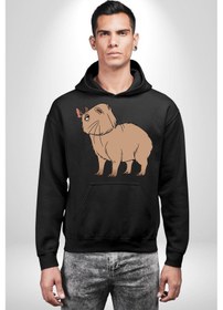 Resim Chispi Kadın Erkek Siyah Kapüşonlu Sweatshirt Hoodie Siyah 