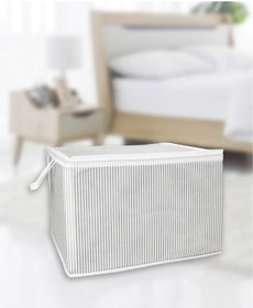 Resim 3 Adet Gri Çizgili Fermuarlı Mini Boy Hurç Yastık-kazak-kıyafet Düzenleyici 45 40 30 Cm Gri-beyaz 