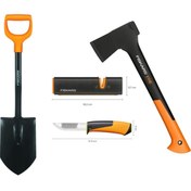 Resim FiSKARS Solid Kürek + S-X10 Balta + Ağır İş Bıçağı + Balta ve Bıçak Bileyici Seti 