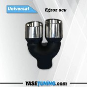 Resim Egzoz Ucu Krom Çift Çıkış Büyük Boy 
