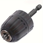 Resim Anahtarsız Matkap Mandren Dönüştürücü, 0.8-10mm Kapasite, 3/8"-24UNF Diş, 1/4" Altıgen Saplı Hızlı Değiştirme Adaptörü ile, Metal Yapı 