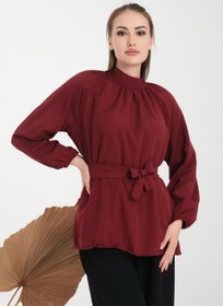 Resim CNG MODA Tesettür Kuşaklı Kol Büzgülü Gömlek 