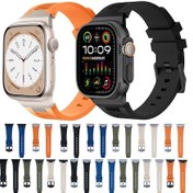 Resim iOs Watch Uyumlu Se İçin 44mm Loners Sıvı Silikon Saat Bandı Titanyum Yıldız Işığı 