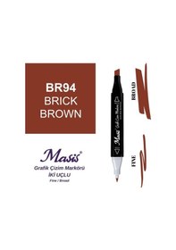 Resim Çift Uçlu Marker Grafik Çizim Kalemi 94 Koyu Kiremit 