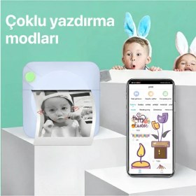 Resim 4Berry C17M Mavi Mini Bluetooth Yazıcı – Termal, Portable, Kartuşsuz Baskı 