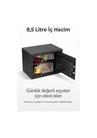 Resim 4berry Ev Ve Ofis İçin Parmak İzli Elektronik Kasa Şifreli, Metal Kasa, Type-c Acil Açma -siyah 