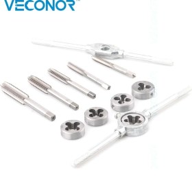 Resim Profi̇sher Metrik Kılavuz ve Pafta 12'li Set Çelik Alaşım Musluk Anahtarı El Aracı Metal Işleme 