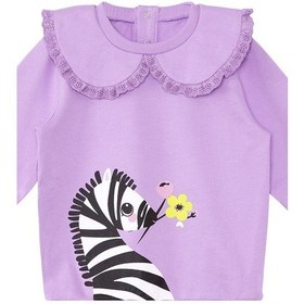 Resim Denokids Zebra Kız Bebek Sweatshirt - Lila 