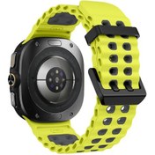 Resim Samsung Uyumlu Galaxy Watch Ultra 47mm Silikon Saat Bandı Çift Renkli Okyanus Bilek Kayışı - Kireç+gri 
