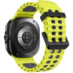 Resim Samsung Uyumlu Galaxy Watch Ultra 47mm Silikon Saat Bandı Çift Renkli Okyanus Bilek Kayışı - Kireç+gri 