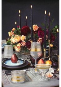 Resim The Mia Lines Şarap Kadehi 6 Lı Set - Gold Lınes010 