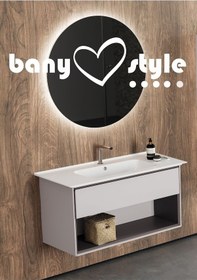 Resim Turkuaz Dolap Uyumlu Etajerli Lavabo,blue 80 x 47 CM 