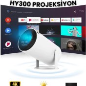 Resim Yüksek Çözünürlüklü Taşınabilir Projeksiyon Cihazı, Wi-Fi ve Bluetooth Destekli, Şık Beyaz. 