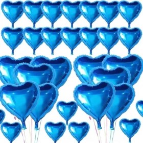 Resim Metalize Mavi Kalp Folyo Balon 