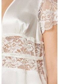 Resim Pierre Cardin Saten Dantelli Midi Sabahlık 1020 Ekru Çok Renkli 