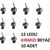 Resim Gpr Mini Takoz Lamba 12 Ledli Kırmızı Beyaz 10 Adet Yüksek Işık 