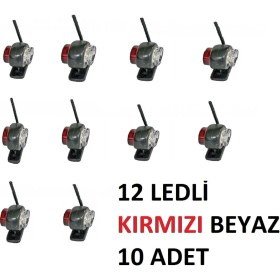 Resim Gpr Mini Takoz Lamba 12 Ledli Kırmızı Beyaz 10 Adet Yüksek Işık 