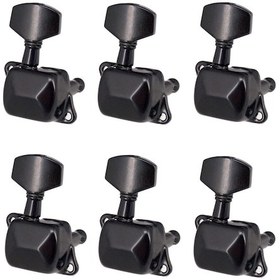 Resim Yarı Kapalı Elektro Gitar Tel Düğmesi Tel Hizalama Düğmesi Üst Kıvırıcı Küçük Kare Sap Siyah 6 Sağ 