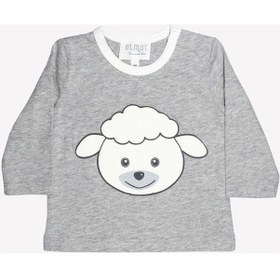 Resim Ozmoz Uzun Kollu Kuzu Baskılı Organik Unisex Bebek Tişört 