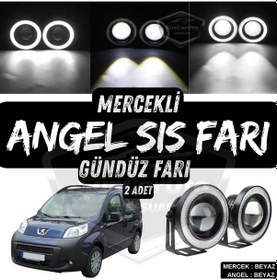Resim Peugeot Bipper 2008-2022 Uyumlu Üniversal Mercekli Angel Sis Farı Metal Su Geçirmez 76 Mm Be Halkalı Gündüz Farı Sis Farı 54962709 