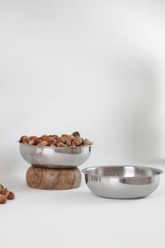 Resim Beige & Stone Doğal Ahşap Ayaklı 14 Cm Metal Kase 