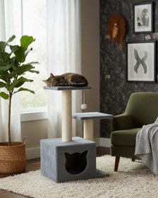 Resim Reyo Pet Stepli Yuvalı Kedi Tırmalaması (Kedi Görünümlü) Antrasit 