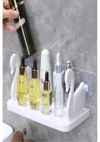 Resim Kuğu Tasarımlı Kendinden Yapışkanlı Pratik Raf 1 Adet Siyah 