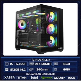 Resim Xaser Thor X10 i5-12400F 16 GB 512 GB M.2 NVMe SSD 16 GB RTX5060Ti Free Dos Masaüstü Oyuncu Bilgisayarı 