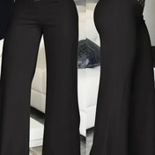 Resim Zarif Yüksek Bel Çapraz Detaylı Şeffaf File Patchwork Pantolon, Düz Renk, Polyester, Makinede Yıkanabilir - Her Mevsim 