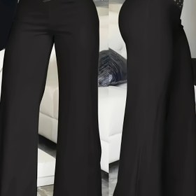 Resim Zarif Yüksek Bel Çapraz Detaylı Şeffaf File Patchwork Pantolon, Düz Renk, Polyester, Makinede Yıkanabilir - Her Mevsim 