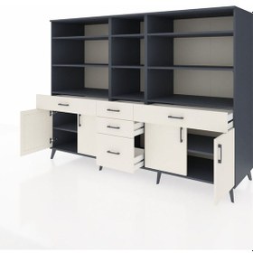 Resim Kronos Dolap 11 Raflı 5 Çekmeceli 4 Kapaklı 220x59x163 Antrasit-a Antrasit-aytaşı 