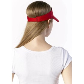 Resim Şapkadan Kadın Sporcu Tenis Vizör Şapkası Siperli Kırmızı 