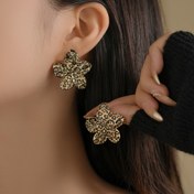 Resim 1 Çift Şık Çiçekli Küpe - Altın Tonlu Karışık Renk Tasarımı, Günlük Giyim, Partiler, Doğum Günleri ve Anneler, Gençler, Çiftler için Mükemmel Hediye, Sevimli Küpeler, Gençler için 