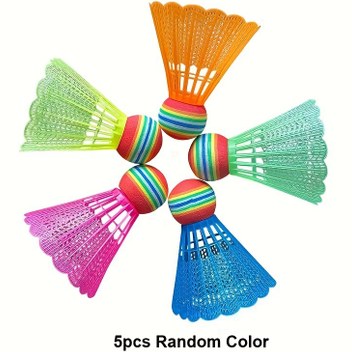 5 adet Karışık Renkli Badminton Tüyleri, Dayanıklı PA İpek, Hafif ve Takip Edilebilir, Açık ve Kapalı Sporlar için Uygun, Tamamlanmış Badminton Seti