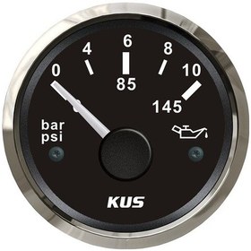 Resim KUS Yağ Göstergesi 10 Bar Siyah 12/24V 52 MM 