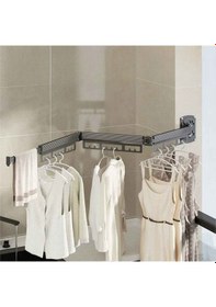 Resim Alüminyum Balkon Çamaşır Askılığı Katlanabilir, Korkuluk Tipi Yer Kaplamaz Paslanmaz Çamaşır Kurutmalığı Açık Bej 