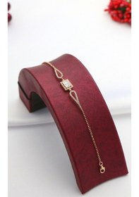Resim Baget Taşlı Melek Kanadı Gümüş Bileklik Rose Gold 