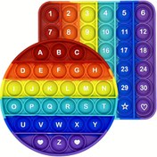 Resim 2'li Paket Sayılar Harfler Alfabe Matematik Öğrenme Fidget Oyuncakları, Okul Öncesi Çocuklar için Hızlı İtme Baloncuklar Fonik Oyunları Eğitim Oyuncakları (Kare+Daire=1 Adet) 
