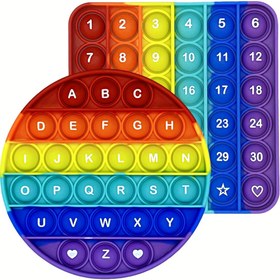 Resim 2'li Paket Sayılar Harfler Alfabe Matematik Öğrenme Fidget Oyuncakları, Okul Öncesi Çocuklar için Hızlı İtme Baloncuklar Fonik Oyunları Eğitim Oyuncakları (Kare+Daire=1 Adet) 