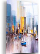 Resim Yağlı Boya Şehir Cam Tablo Hediyelik, Dekoratif, Ofis, Mutfak Camct0870 