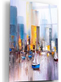 Resim Yağlı Boya Şehir Cam Tablo Hediyelik, Dekoratif, Ofis, Mutfak Camct0870 