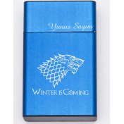 Resim Ada Lazer Kişiye Özel Winter Is Coming Logolu Metal Sigara Kutusu 