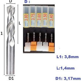 Resim Depolife Kalıpçı Taşlama Delme Cnc Router Karbür Uç Seti 3.40MM - 3.80MM Çap Carbide Matkap Ucu 5 Parça Set 