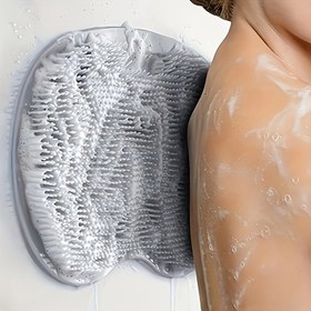 Resim 1 adet Silikon Duş Ayak ve Sırt Temizleyici Vantuzlu - İyileştirilmiş Dolaşım için Nazik Peeling Masaj Pedleri, Yatıştırıcı İyileşme ve Hafif Bej Bakımı, Koku İçermez, Pil Gerektirmez 